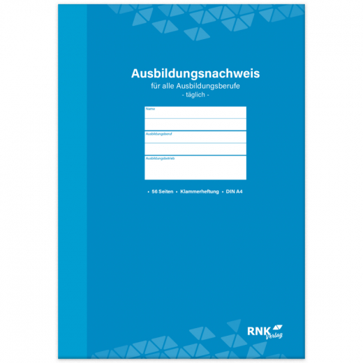 RNK Ausbildungsnachweis 5080 DIN A4 28Bl. tägliche Eintragung, - RNK5080