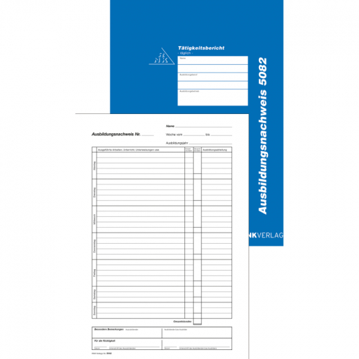 RNK Ausbildungsnachweis 5082 DIN A4 28Bl. tägliche Eintragung, - RNK5082