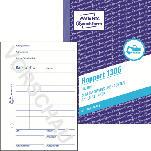 Avery Zweckform Rapport 1305 DIN A6 100Blatt, - 7201305