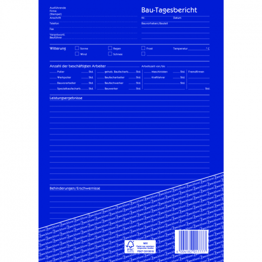 Avery Zweckform Bautagesbericht 1777 DIN A4 3x40Blatt,