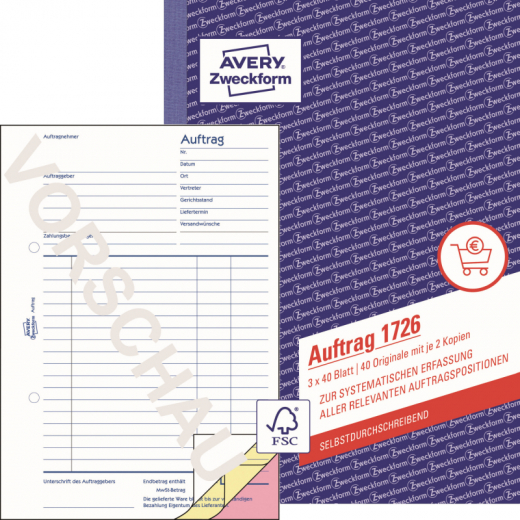 Avery Zweckform Auftragsformular 1726 DIN A5 3x40Blatt,