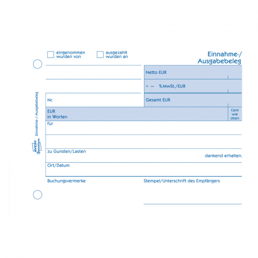 Avery Zweckform Ausgabebeleg 1205 DIN A6 quer 50Blatt weiß, - 265715