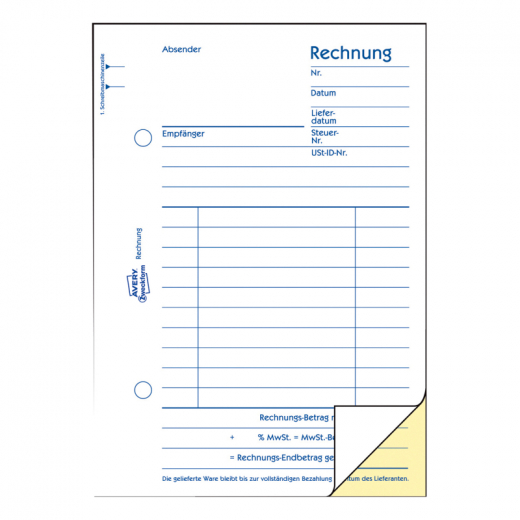 Avery Zweckform Rechnung 1732 DIN A6 2x40Blatt, - 773313