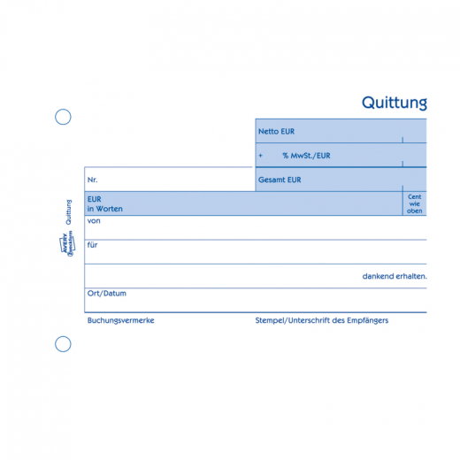 Avery Zweckform Quittung 1250 DIN A6 quer 100Blatt, - ZWE1250