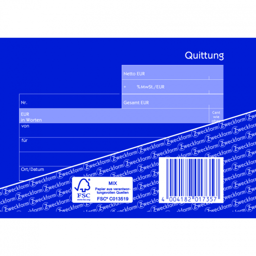 Avery Zweckform Quittung 1735 DIN A6 quer 2x40Blatt,