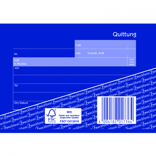 Avery Zweckform Quittung 1736 DIN A6 quer 2x40Blatt,