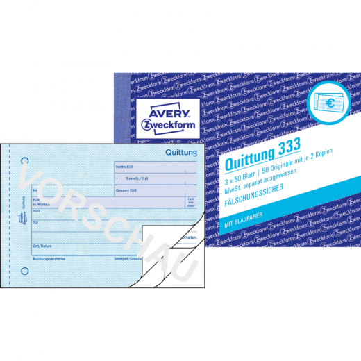 Avery Zweckform Quittung 333 DIN A6 quer 3x50Blatt,