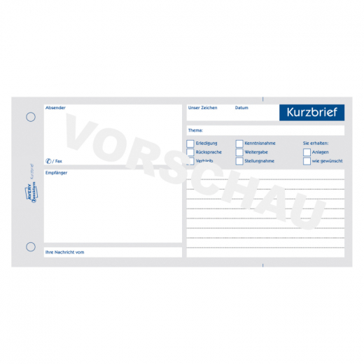 Avery Zweckform Kurzbrief 1020 1/3 DIN A4 100Blatt, - ZWE1020