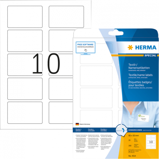 HERMA Namensetikett 4514 Seide 80x50mm ws 200 St./Pack., - 398062000