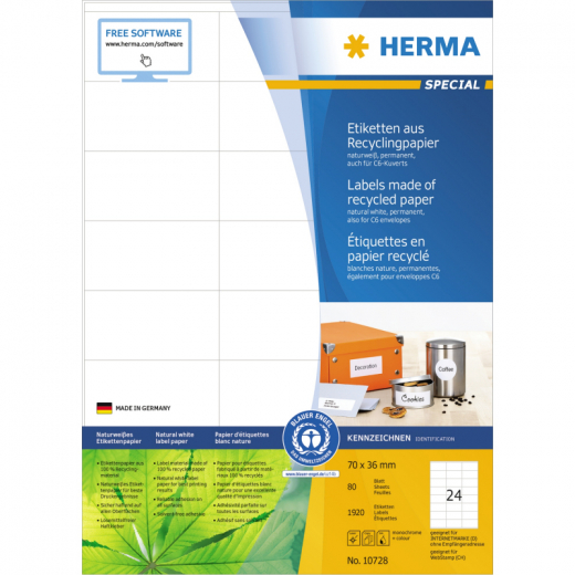 HERMA Etikett 10728 RC 70x36mm nws 1920St, - 398141