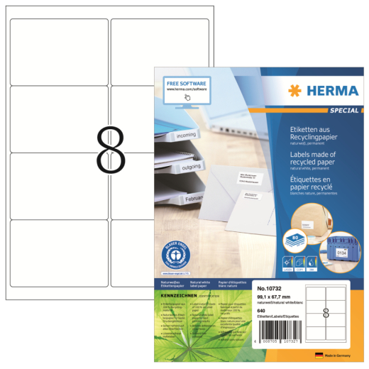 HERMA Etikett 10732 RC 99,1x67,7mm nws 640St, - 398145