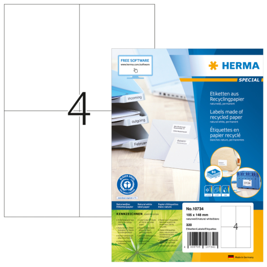 HERMA Etikett 10734 RC 105x148mm nws 320St,