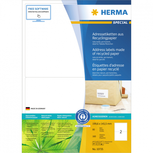 HERMA Etikett 10735 RC 199,6x143,5mm nws 160St, - 398148