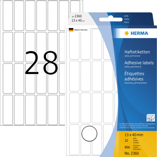 HERMA Vielzwecketikett 2360 13x40mm Papier weiß 896 St./Pack., - HER2360