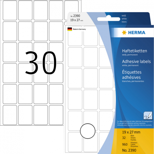 HERMA Etikett Vario 2390 19x27mm weiß 960 St./Pack., - HER2390