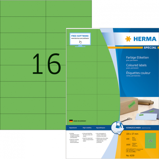 HERMA Etikett SPECIAL 4259 105x37mm grün 1.600 St./Pack.,