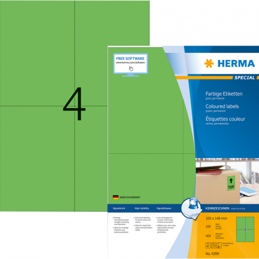 HERMA Etikett SPECIAL 4399 105x148mm grün 400 St./Pack., - HER4399