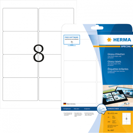 HERMA Etikett Special 4907 96x63,5mm weiß 200 St./Pack., - HER4907