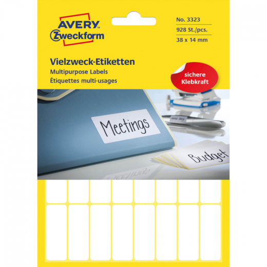 Avery Zweckform Vielzwecketikett 3323 38x14mm weiß 928 St./Pack., - ZWE3323