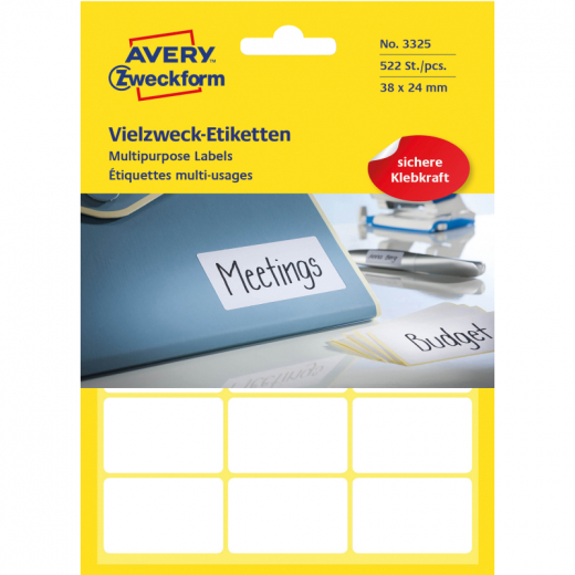 Avery Zweckform Vielzwecketikett 3325 38x24mm weiß 522 St./Pack., - ZWE3325