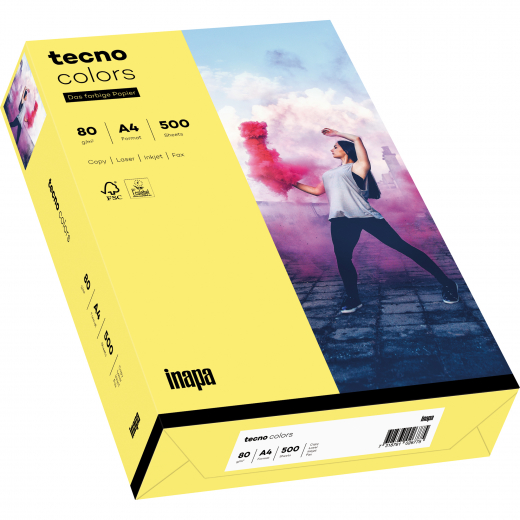 inapa tecno Kopierpapier Colors 2100011409 A4 80g m.gelb 500Bl., - 204651016