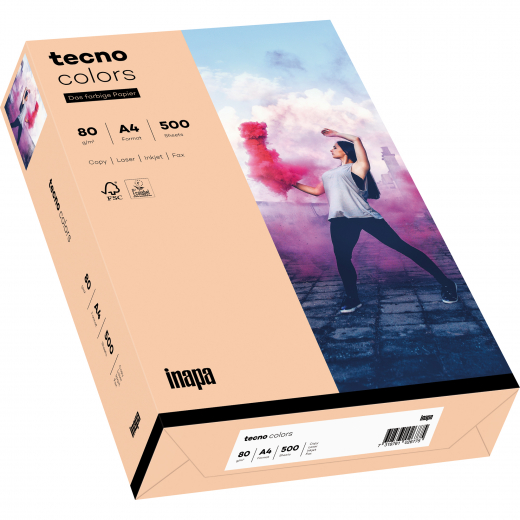 inapa tecno Kopierpapier Colors 2100011406 A4 80g lachs 500Bl., - 204651017