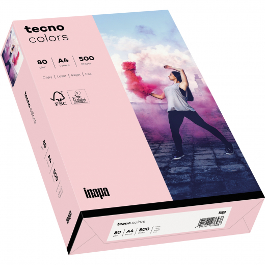 inapa tecno Kopierpapier colors 2100011400 A4 80g hellrosa 500Bl., - 204651018