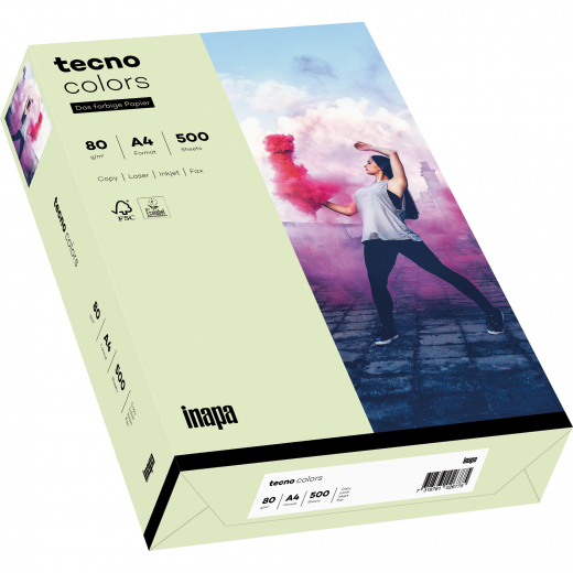 inapa tecno Kopierpapier Colors 2100011399 A4 80g hellgrün 500Bl., - 204651027