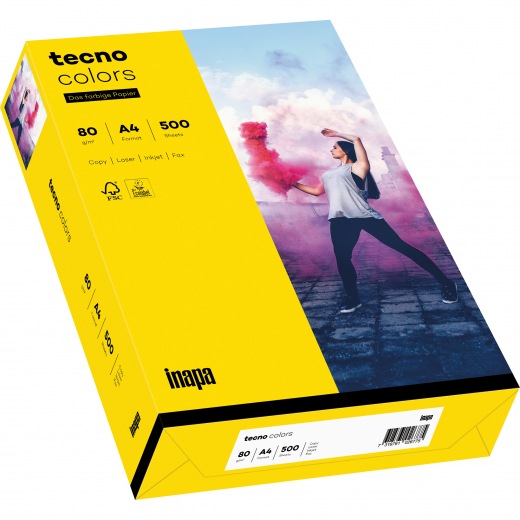 inapa tecno Kopierpapier Colors 2100011402 A4 80g int.gelb 500Bl., - 204655009