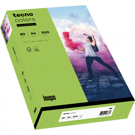 inapa tecno Kopierpapier Colors 2100011394 A4 80g grün 500Bl., - 204655011