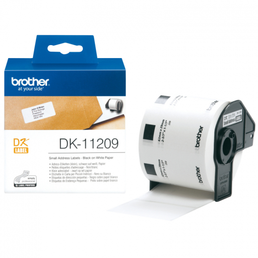 Brother Etikett DK11209 62x29mm weiß 800 St./Rl., - BRODK11209