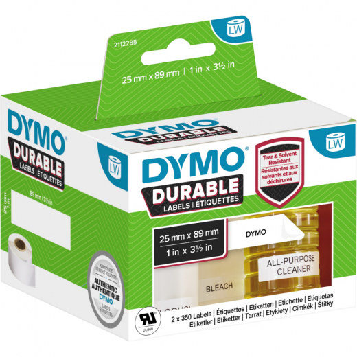 DYMO Etikett 2112285 25x89mm ws 2x350 St./Pack., - DYM2112285