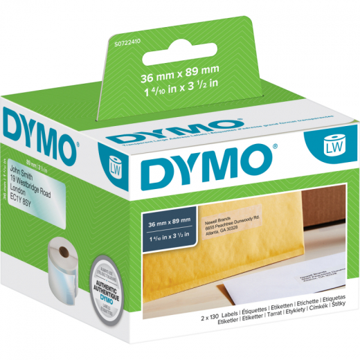 DYMO Adressetikett S0722410 36x89mm transparent 260 St./Rl., - DYMS0722410