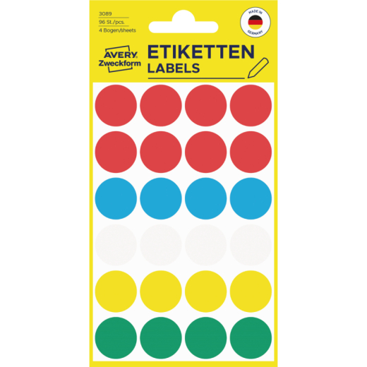 Avery Zweckform Markierungspunkt 3089 18mm farb. sort. 96 St./Pack.,