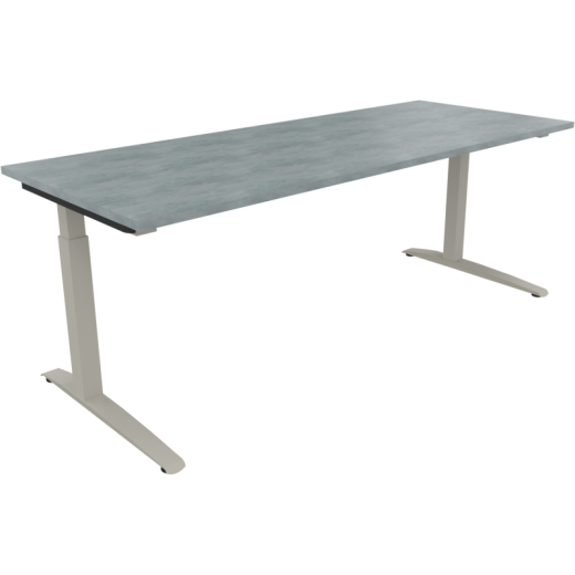 Schreibtisch Kufe Einzels. Quadrat B2000xT800xH650-850 si/Beton hell,