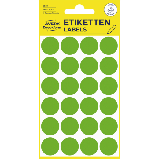 Avery Zweckform Markierungspunkt 3597 18mm grün 96 St./Pack., - 209277011