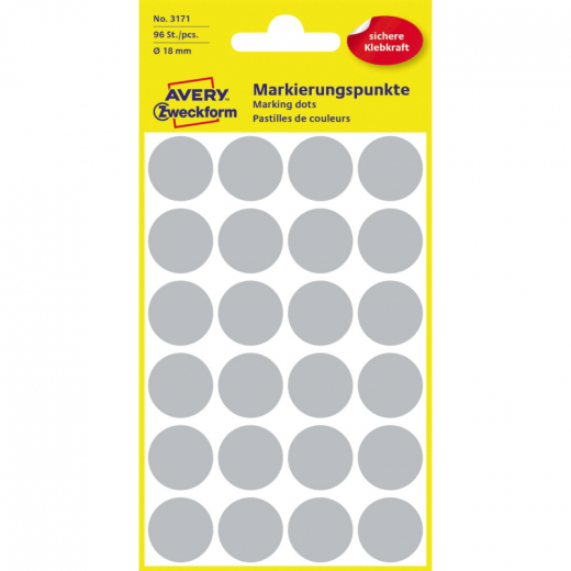 Avery Zweckform Markierungspunkt 3171 18mm grau 96 St./Pack., - 72003171