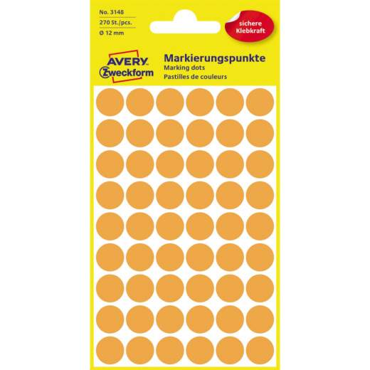 Avery Zweckform Markierungspunkt 3148 12mm orange 270 St./Pack., - 7203148