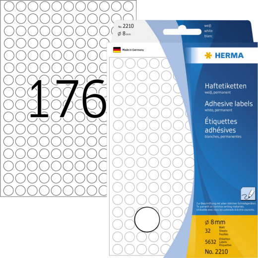 HERMA Markierungspunkt 2210 8mm Papier weiß 5.632 St./Pack., - HER2210