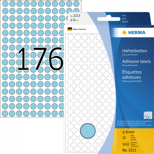 HERMA Markierungspunkt 2213 8mm Papier blau 5.632 St./Pack., - HER2213