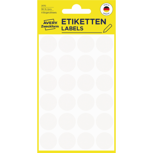 Avery Zweckform Markierungspunkt 3170 18mm weiß 96 St./Pack., - HER3170
