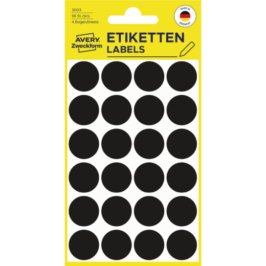 Avery Zweckform Markierungspunkt 3003 18mm schwarz 96 St./Pack., - ZWE3003