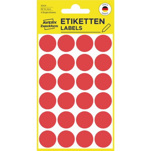 Avery Zweckform Markierungspunkt 3004 18mm rot 96 St./Pack.,