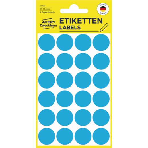 Avery Zweckform Markierungspunkt 3005 18mm blau 96 St./Pack., - ZWE3005