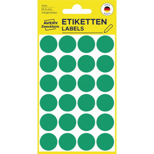 Avery Zweckform Markierungspunkt 3006 18mm grün 96 St./Pack, - ZWE3006