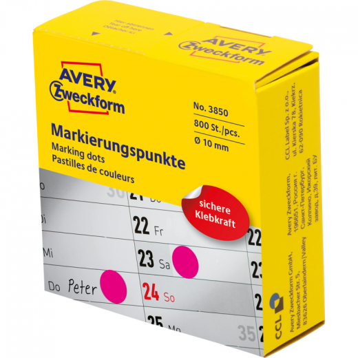 Avery Zweckform Markierungspunkt 3850 10mm magenta 800 St./Pack., - ZWE3850