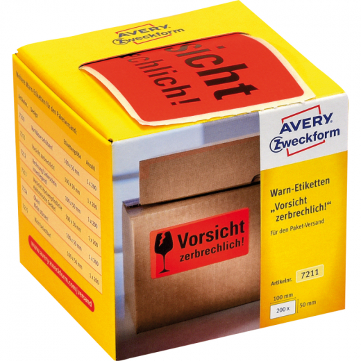 Avery Zweckform Warnetikett 7211 Vorsicht zerbrechlich 200 St./Pack., - ZWE7211