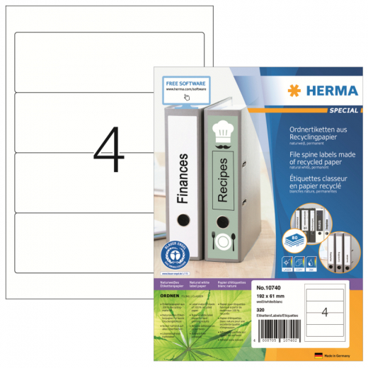 HERMA Etikett 10740 RC 192x61mm ws 320St, - 398153