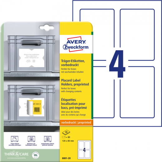 Avery Zweckform Trägeretikett 8001-20 120x80mm 80St., - 209623