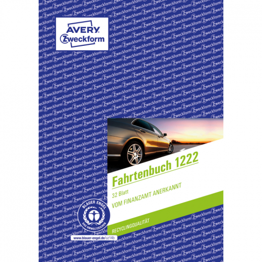 Avery Zweckform Fahrtenbuch 1222 DIN A5 Recycling-Papier 32Blatt, - ZWE1222